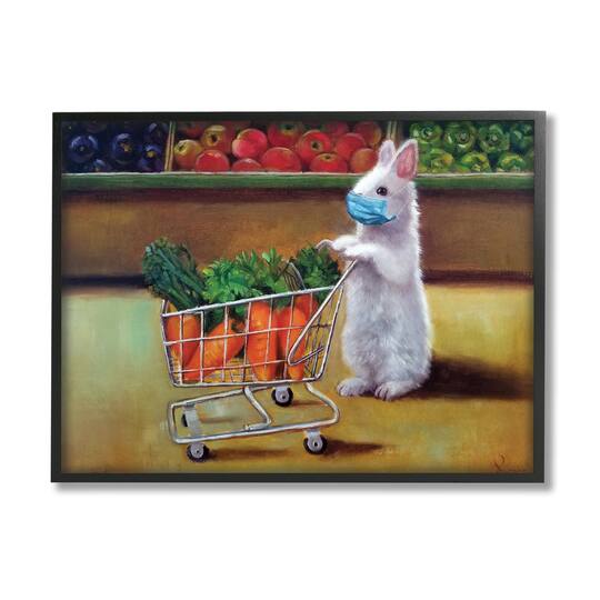 Stupell Industries Bunny Shopping in Face Mask Wall Art in Frame